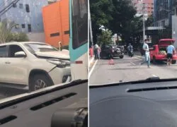 Acidente: caminhonete na contramão colide com outros três veículos em avenida de Fortaleza