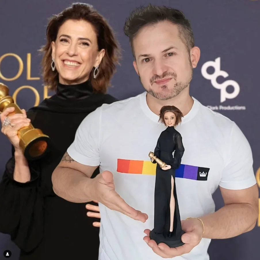 Artesão transforma boneca em Fernanda Torres para celebrar conquista no Globo de Ouro