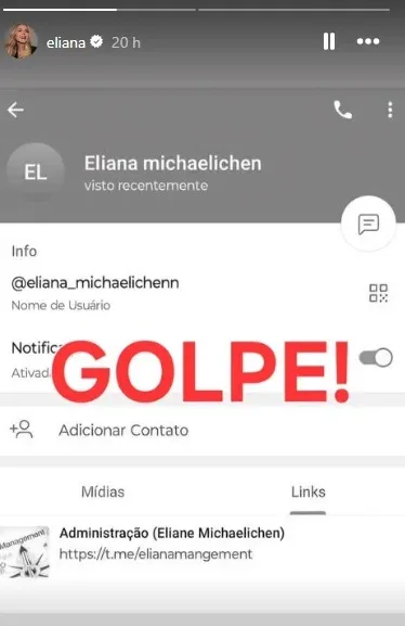 Eliana alerta seguidores sobre perfis falsos em suas redes sociais