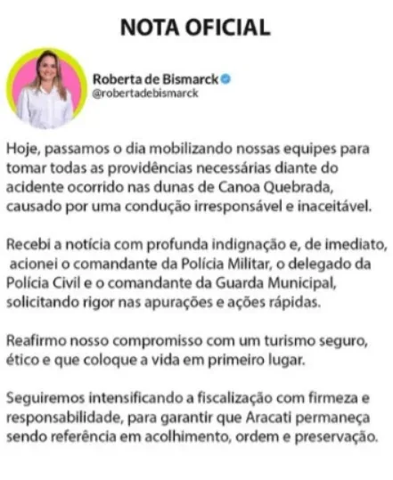 Carro "voa" na duna de Canoa Quebrada: prefeita afirma aumento na fiscalização 