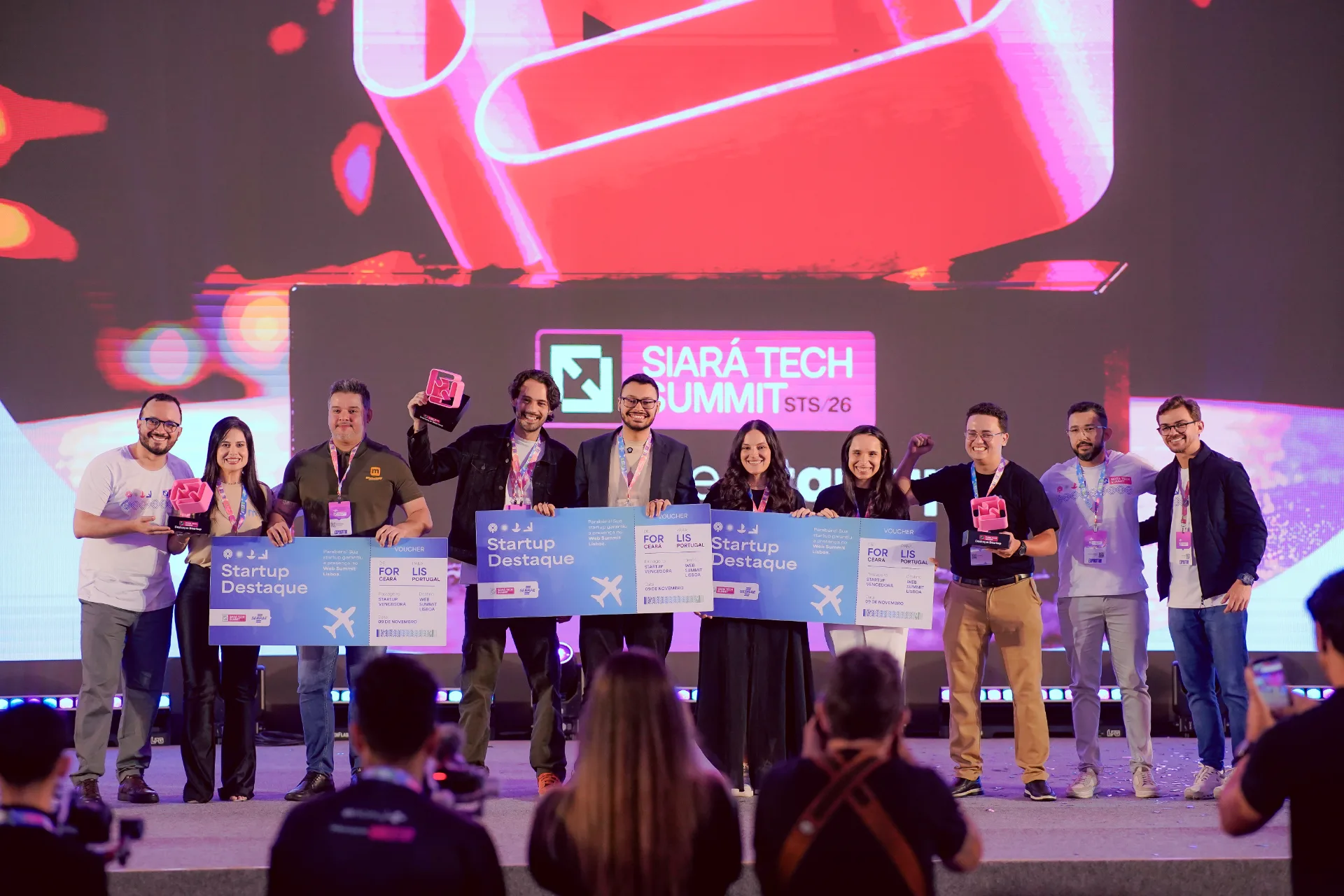 Vencedores do Prêmio Sebrae Startup Destaque 2026 – Foto: Sebrae/CE Prêmio Startup Destaque 2026 reconhece empresas no Siará Tech Summit