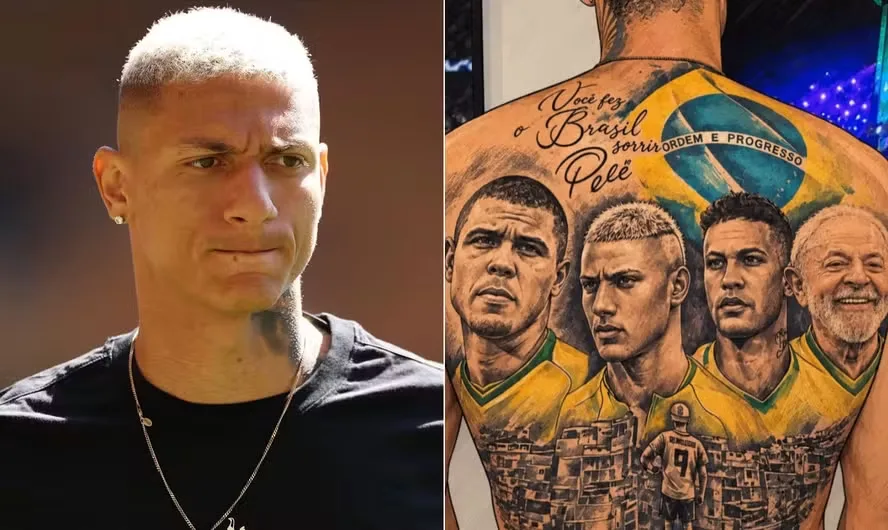 Richarlison celebra reeleição de Lula com imagem do presidente em tatuagem nas costas