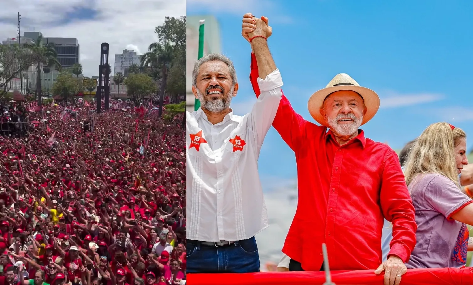 Ato com Lula e aliados lota Praça do Ferreira, no Centro de Fortaleza