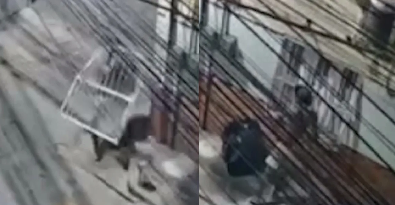 Câmera flagra homem arrancando grade de janela de casa no Benfica, em Fortaleza