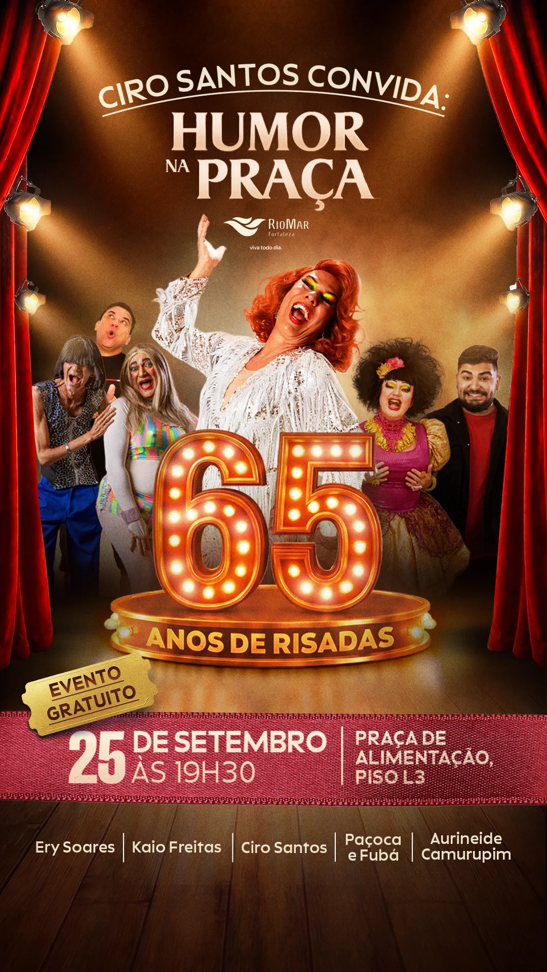 Ciro Santos celebra 65 anos com espetáculo de comédia no RioMar Fortaleza nesta sexta-feira (25/09)