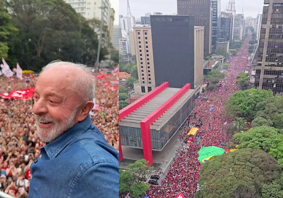Lula reúne multidão em ato de campanha com aliados na Avenida Paulista