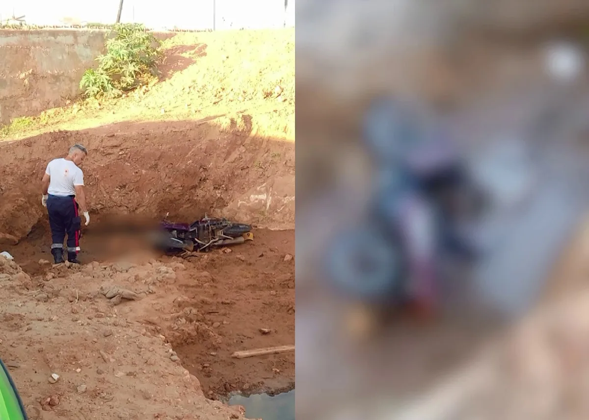 Motociclista morre após cair em vala de ponte em obras em Chorozinho, no Ceará