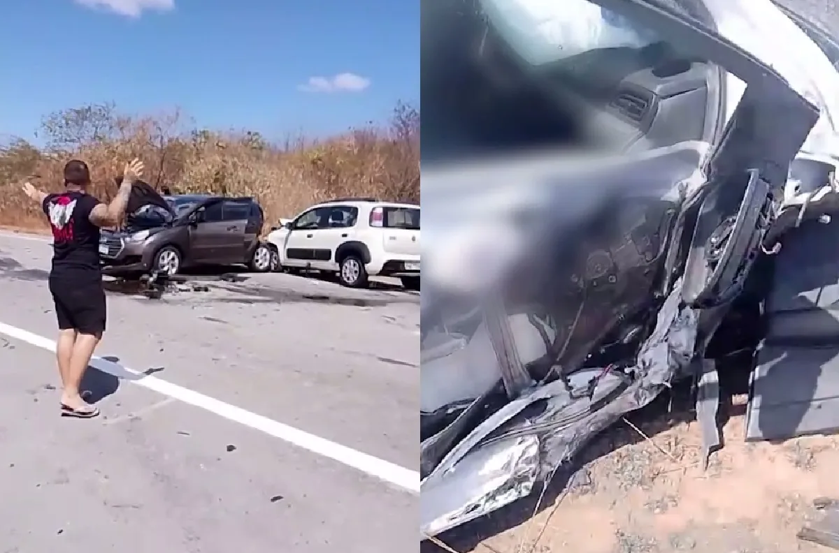 Motorista morre após carro capotar em acidente com quatro veículos na BR-020, no Ceará
