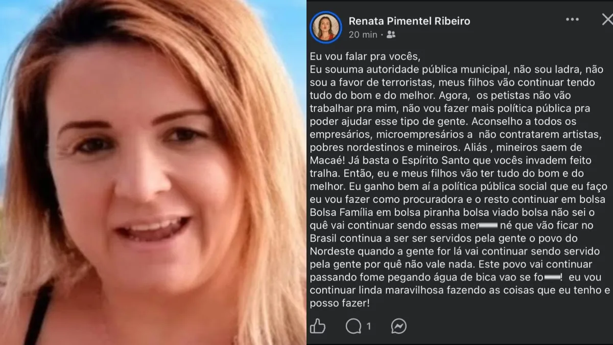 Procuradora de Macaé ataca petistas e pede boicote a nordestinos e mineiros