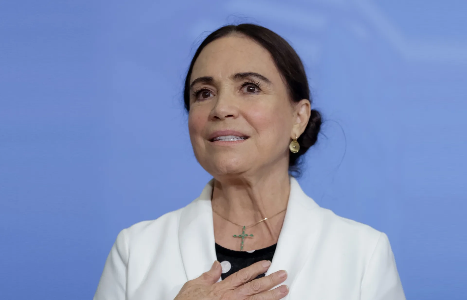 A atriz já integrou o ministério do ex-presidente Jair Bolsonaro (PL). Foto: Alan Santos/PR Regina Duarte questiona aumento de votos de Lula no segundo turno: "Vai ficar por isso mesmo?"