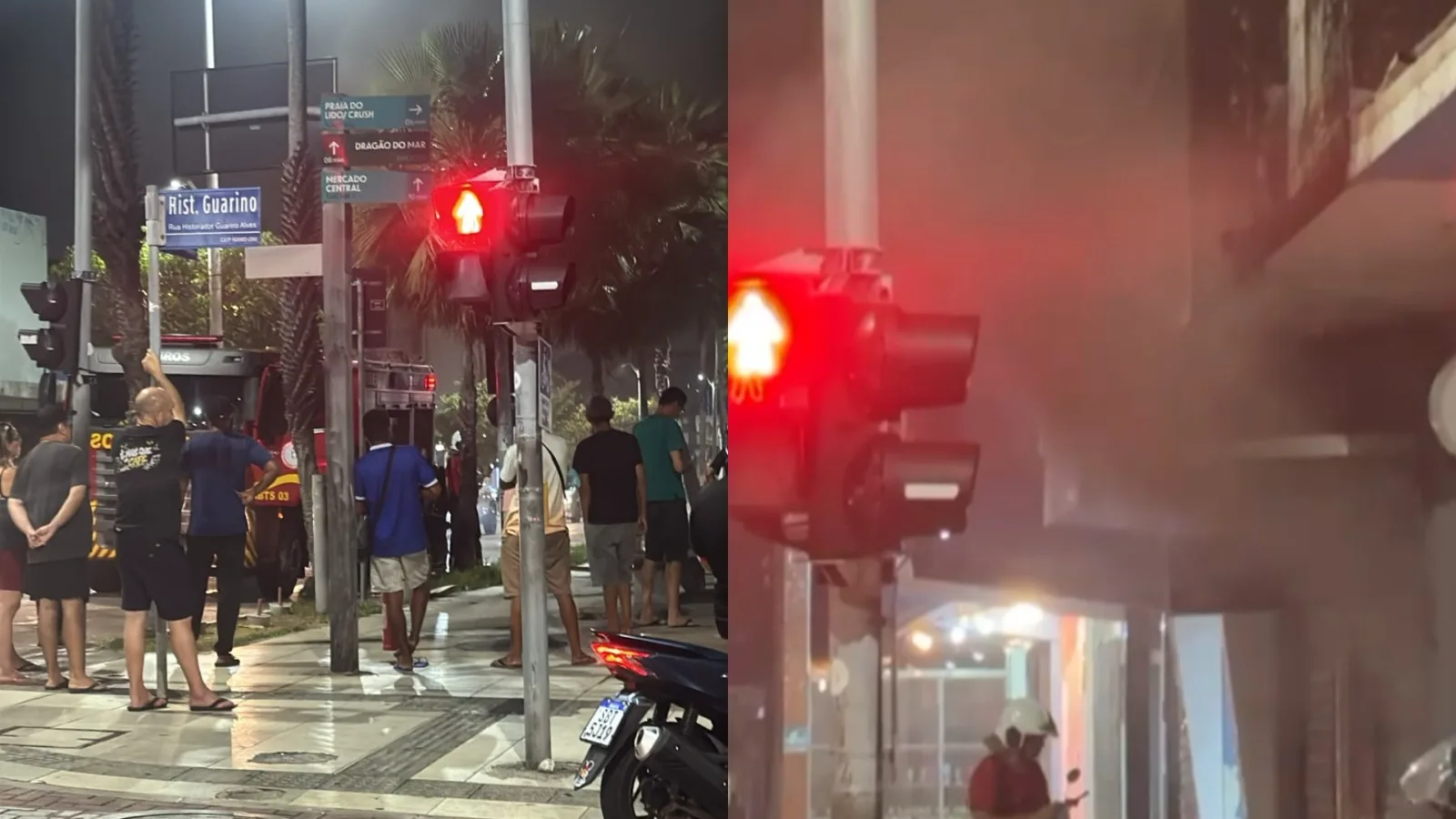 Corpo de Bombeiros controlou princípio de incêndio registrado nesta quarta-feira (16) em loja na Avenida Monsenhor Tabosa, em Fortaleza. (Foto: Reprodução) Princípio de incêndio é registrado em loja de calçados na Avenida Monsenhor Tabosa