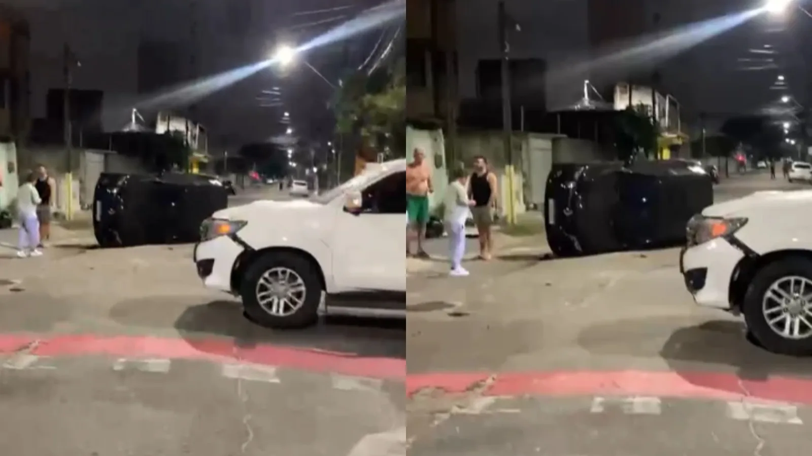 Colisão entre carros termina com capotamento em cruzamento no bairro de Fátima, em Fortaleza